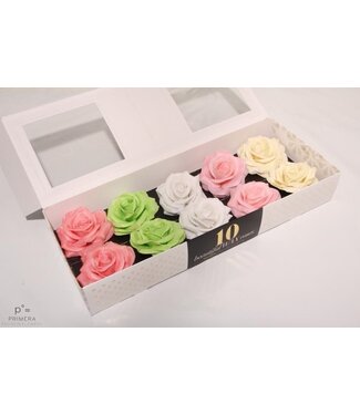 AD Mixed pastel-coloured silk wax roses | Per 10 pieces