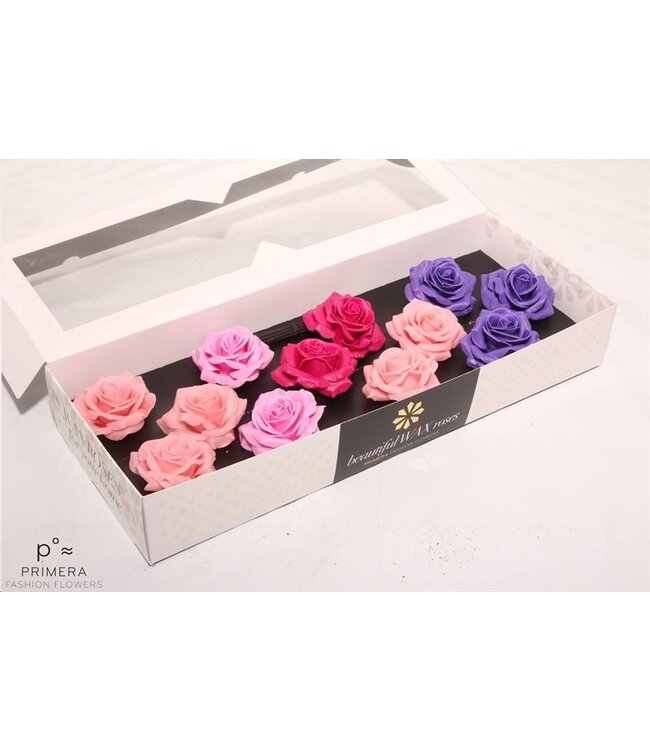 Mixed colours silk wax roses Moods Dream mix | Size M | 12 pieces per box | Order per box