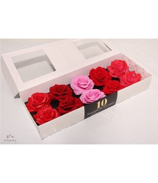 AD Mixed red and pink silk wax roses Lovely Love mix | Per 10 pieces