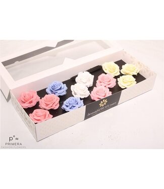 AD Mixed pastel-coloured silk wax roses | Size M | Per 12 pieces