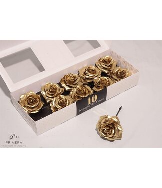 AD Gold coloured silk wax roses | Per 10 pieces