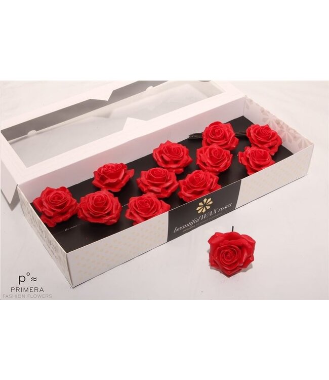 Roses en cire de soie rouge Ferrari | Taille M | 12 pièces par boîte | À commander par boîte