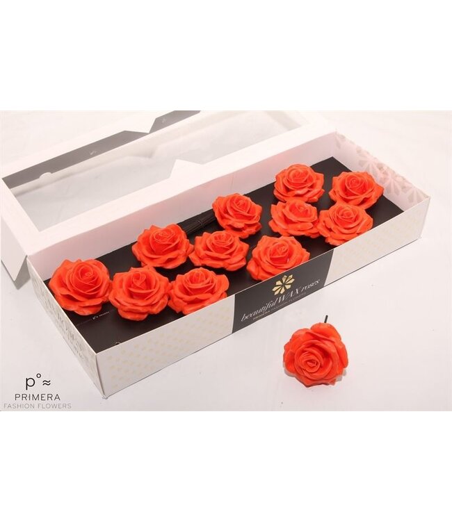 Orange silk wax roses | Size M | 12 pieces per box | Order per box