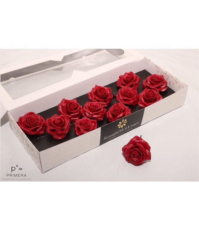 Christmas coloured silk wax roses Cherry | Size M | 12 pieces per box | Order per box