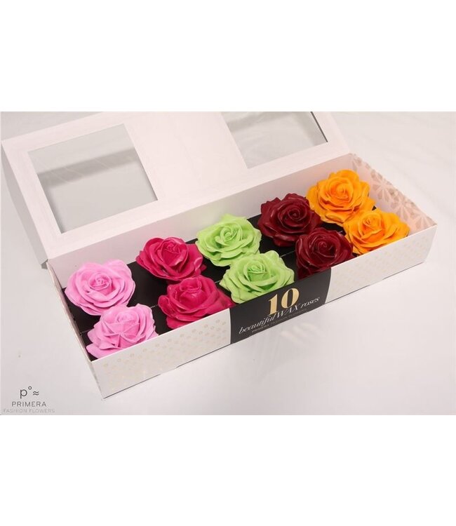 Mixed colours silk wax roses Moods Happiness mix | 10 pieces per box | Order per box