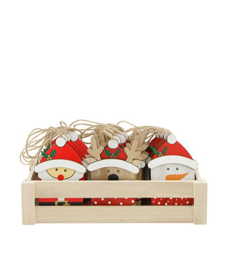 4A Kerst Hanger kerst hout d08cm ass. | Per 24 stuks