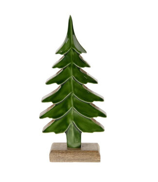 4A Kerst Boom hout glaze d14*30cm | Per 2 stuks