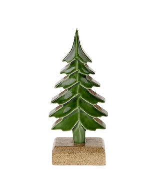 4A Kerst Boom hout glaze d09*20cm | Per 4 stuks