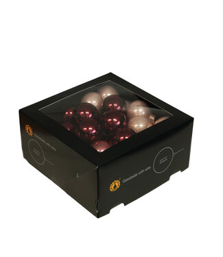 4A Gemengde kleuren roze Kerstballen met draad | Diameter 40 millimeter | Per 36 stuks