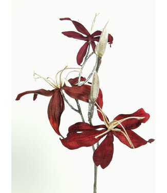 Silk Flowers by JJ Bordeaux und Silber Gold Gloriosa Seidenblume | Länge 68 Zentimeter | Pro Stück