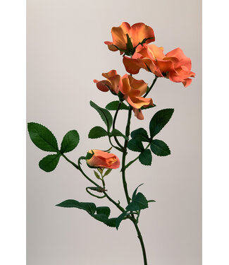 Silk Flowers by JJ Rosa Rose mit orangefarbener Seidenblume | Länge 60 Zentimeter | Pro Stück