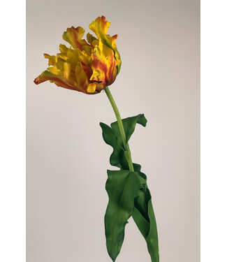 Silk Flowers by JJ Roodgele parkiet tulp zijden bloem | Lengte 83 centimeter | Per stuk