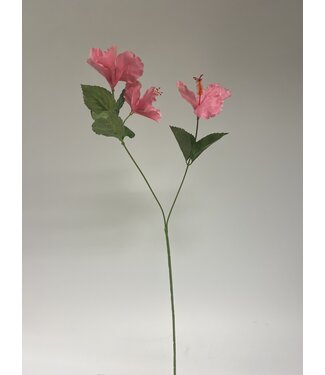 Silk Flowers by JJ hibiscus 3x | roze | 66 centimeter | Per stuk