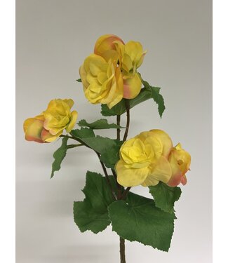 Silk Flowers by JJ begonia kort | geel | 30 centimeter | Per stuk