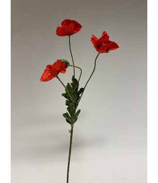 Silk Flowers by JJ klaproos x4 | rood | 61 centimeter | Per stuk