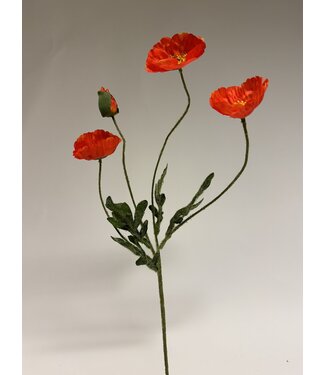 Silk Flowers by JJ klaproos x4 | oranje | 61 centimeter | Per stuk