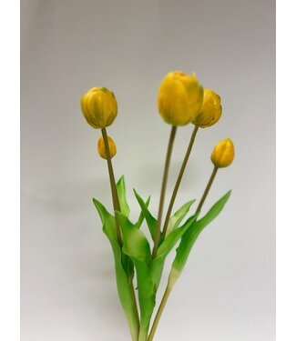 Silk Flowers by JJ bos tulpen 5x | geel | 45 centimeter | Per stuk