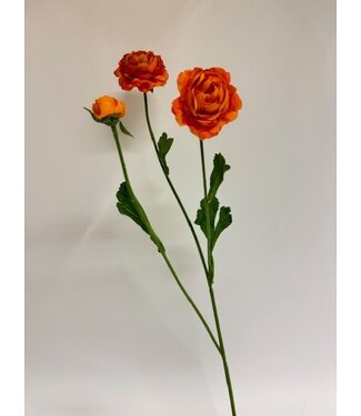 Silk Flowers by JJ ranonkel x3| oranje| 65 centimeter | Per stuk