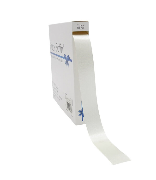 Cream-coloured satin ribbon | 25 millimetres wide | Length 100 metres | Available for individual purchase