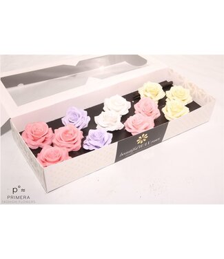 AD Mixed pastel-coloured silk wax roses | Per 12 pieces