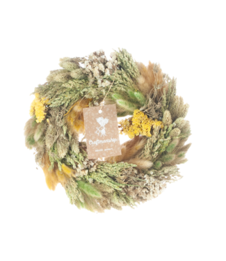 LDD Natural yellow wreath dried flowers Janice | Diameter 30 centimetres | Per 9 wreaths