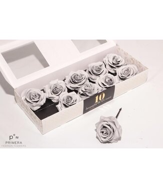 AD Crystal silver-coloured silk wax roses | Per 10 pieces