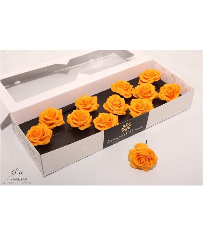 Roses en cire de soie couleur ocre | Commande par 12 pièces