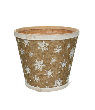 4A Natural wooden Christmas jar with snowflakes | Diameter 17 centimetres | Height 15 centimetres | Per 10 pieces