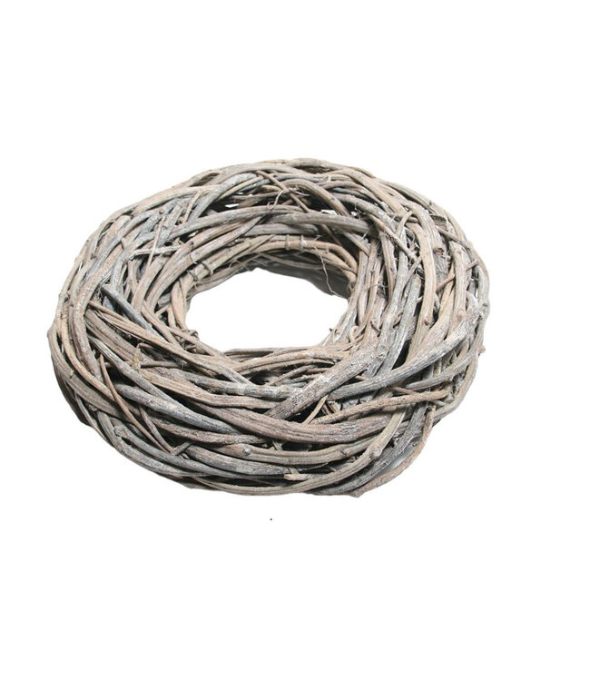 Grijs witte  rotan krans | Diameter 48 centimeter | Per stuk te bestellen