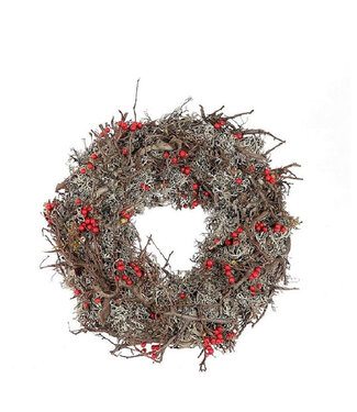 4A Red Bonsai moss berry wreath | Diameter 40 centimetres | Per piece