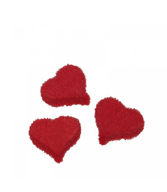 4A Cœur déco en floc rouge Saint-Valentin | Diamètre 3 centimètres | Par 24 pièces