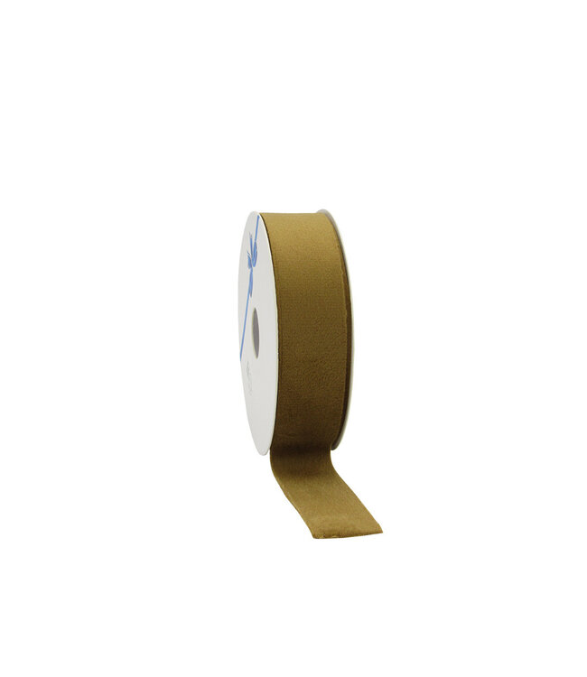 Goudkleurig fluweel lint | 25 millimeter breed | Lengte 10 meter | Per stuk te bestellen