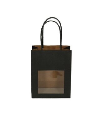 4A Black gift bags with window | Size 11 x 22 x 28 centimetres | Per 12 pieces