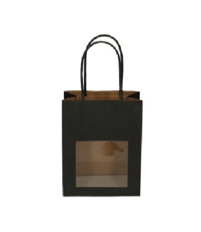 Black gift bags with window | Size 11 x 22 x 28 centimetres | Available to order per 12 pieces