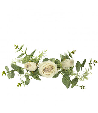 4A Cremefarbene Rosen Kunstblumen Arrangement | Durchmesser 35 Zentimeter | Höhe 9 Zentimeter | Pro 6 Stück