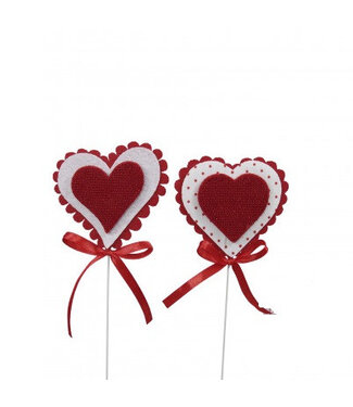 4A Red fabric heart pick | Length 20 centimetres | Diameter 7.5 centimetres | Per 18 pieces