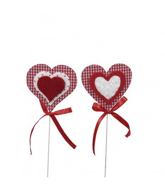 4A Pique-rouge cœur en tissu | Longueur 20 centimètres | Diamètre 6,5 centimètres | Par 18 pièces