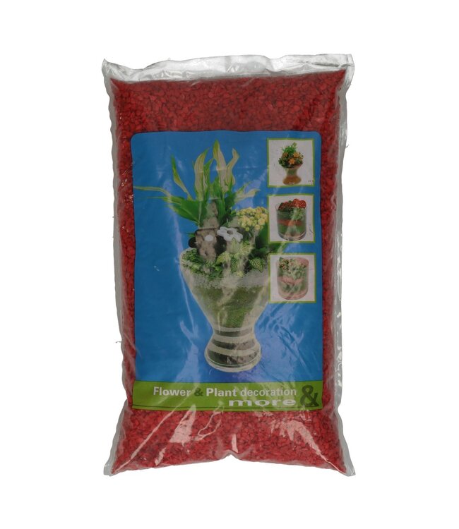 Red decorative gravel | Diameter 2-3 millimetres | Weight 5 kilograms | Available for individual purchase