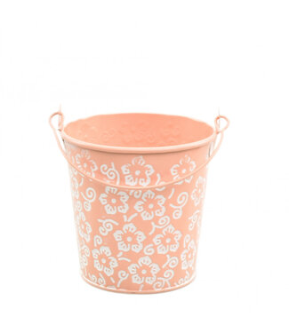 4A Pot en zinc couleur abricot avec motif floral | Diamètre 10,5 centimètres | Hauteur 10,5 centimètres | Par 20 pièces