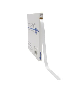 4A Wit satijnen lint | 10 millimeter breed | Lengte100 meter | Per stuk