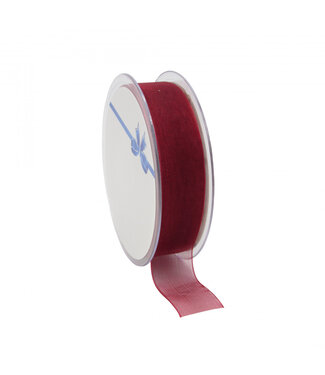 4A Bordeauxrotes Organza-Band | 25 Millimeter breit | Länge 50 Meter | Pro Stück