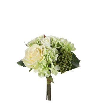 4A Cream-coloured Rosa Hydrangea artificial flower bouquet | Length 22 centimetres | Per piece