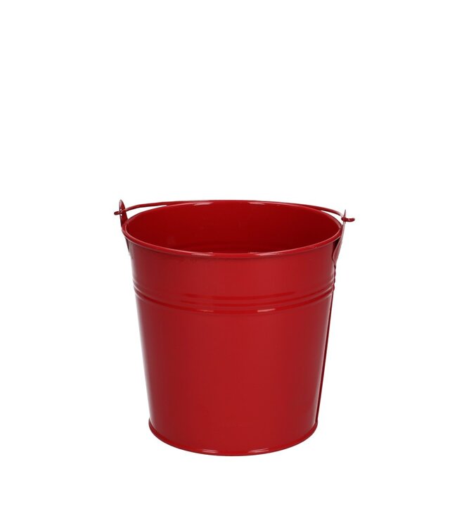 Rode zinken emmer  | Diameter 12.5 centimeter | Hoogte 11.5 centimeter | Per 10 stuks te bestellen