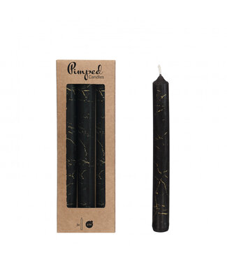 4A Bougie en marbre noir | Diamètre 2,2 centimètres | Longueur 20 centimètres | 3 bougies par emballage | Par pièce