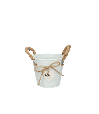 4A Pot de Saint-Valentin en zinc blanc avec cœurs | Diamètre 13 centimètres | Hauteur 11,5 centimètres | Par 10 pièces