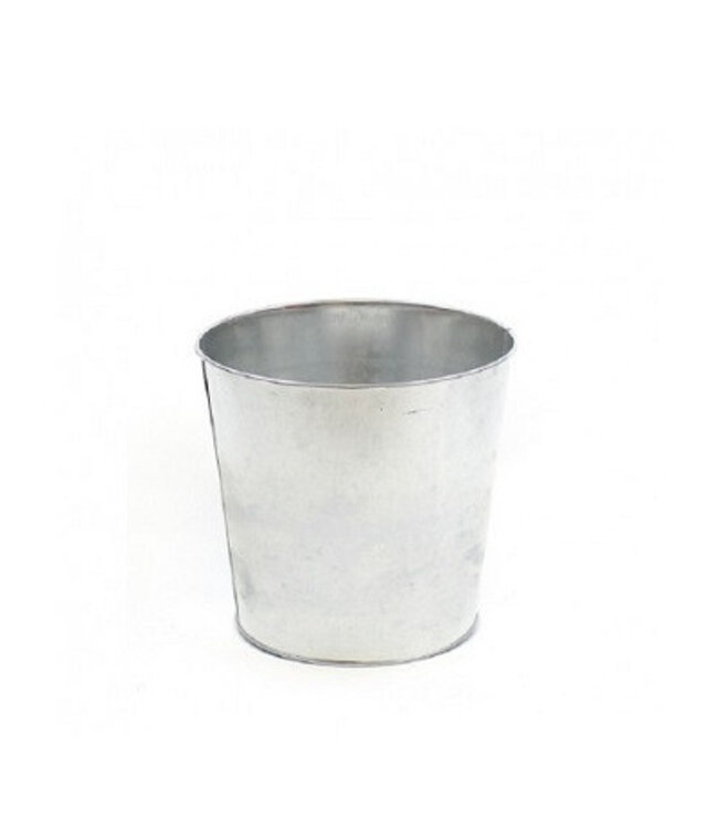 Zilverkleurige zinken pot  | Diameter 15 centimeter | Hoogte 14 centimeter | Per 10 stuks te bestellen