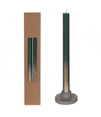 4A Bougie Goldspray vert foncé | Diamètre 2,1 centimètres | Longueur 25 centimètres | 2 bougies par emballage | À l'unité