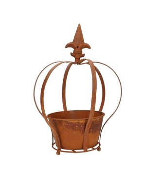 4A Roestkleurig zinken kroon met pot | Diameter 24 centimeter | Hoogte 31 centimeter | Per 3 stuks