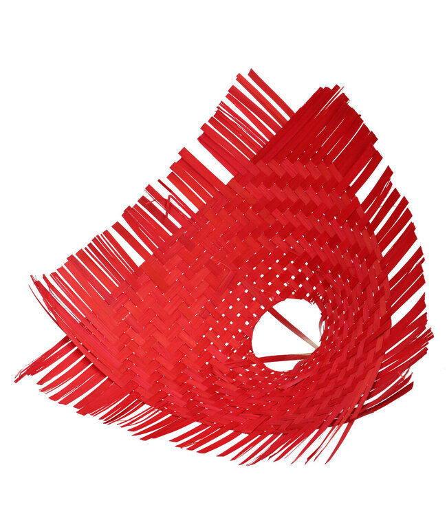 Porte-bouquet en bambou tressé rouge | Diamètre 34 centimètres | Commande par 6 pièces
