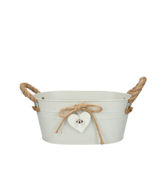 4A Weiße Zink-Valentinsdose mit Herzen | Maße 24 x 15 x 10 Zentimeter | Pro 10 Stück